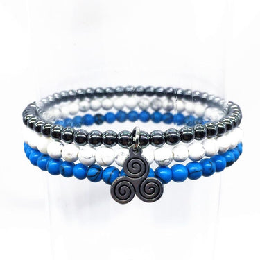 RELAX & SLEEP! -Hematite, Turquoise & Howlite- 3/pc *MIGHTY MINIS* Healing Energy Stone Bracelets